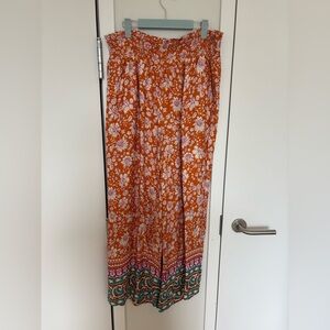 Floral Orange Flowy Pants